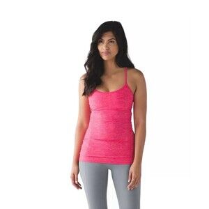 Lululemon Power Y Tank Size 8 Heathered Neon Pink Women’s Athletic Tank
